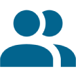 22mdi_users (1) Two blue silhouettes of people, one slightly overlapping the other, symbolizing a group or partnership.